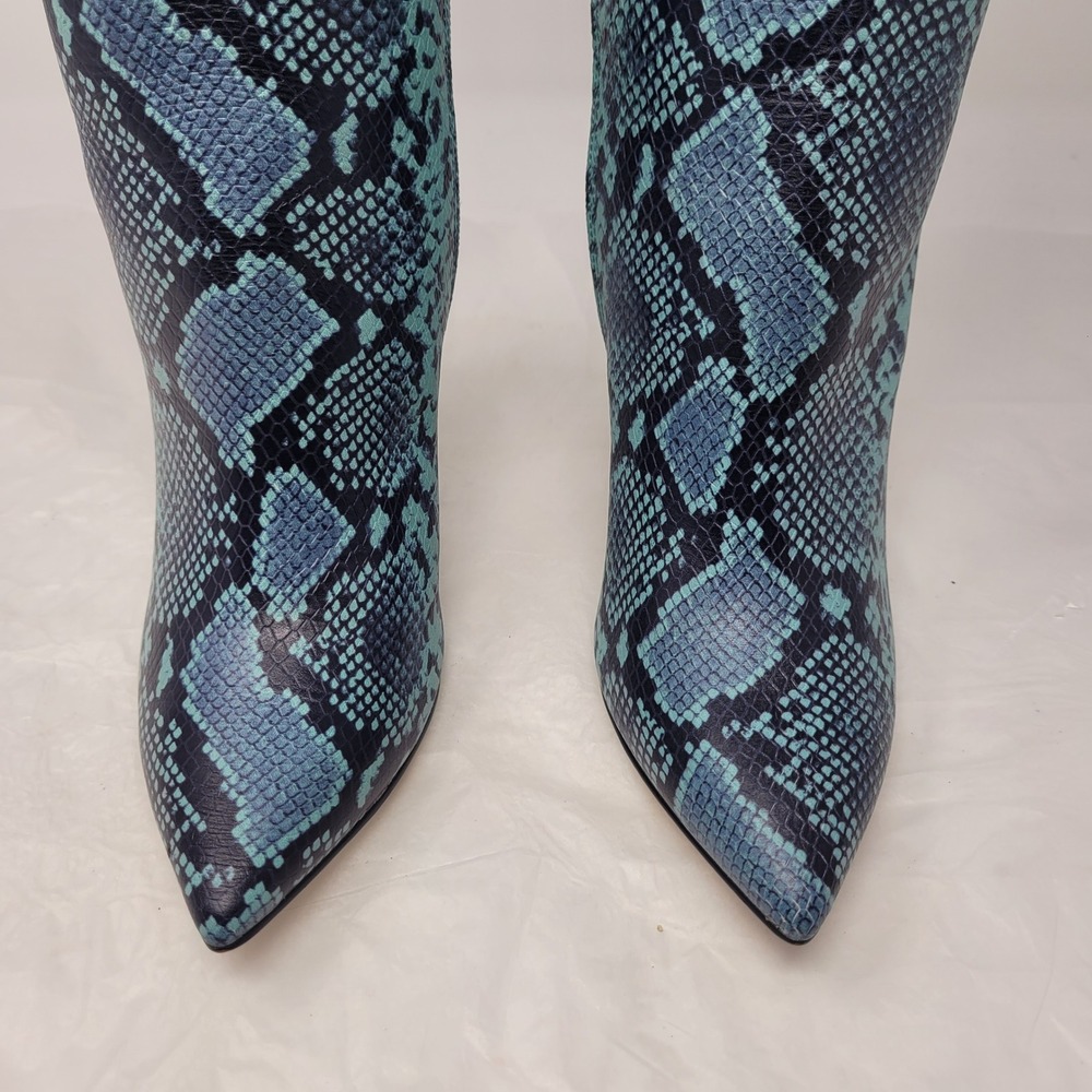 Gianni Bini Punk Lennoxe Teal Waters Snake Print Leather Tall Boots Calf 8M NEW - Picture 11 of 16